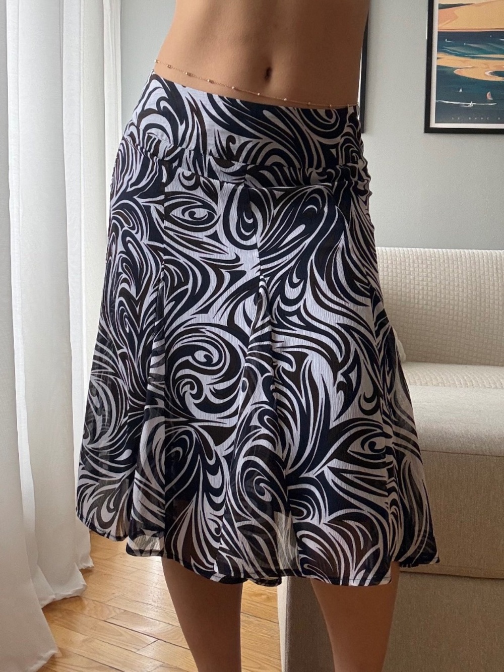 ♡ Ruffle Printed Midi Skirt ♡